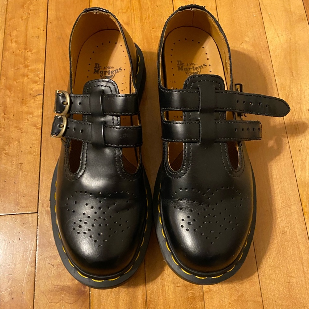 Black Leather Mary Janes